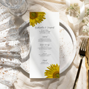 Menu de Casamento Amarelo de Girassol
