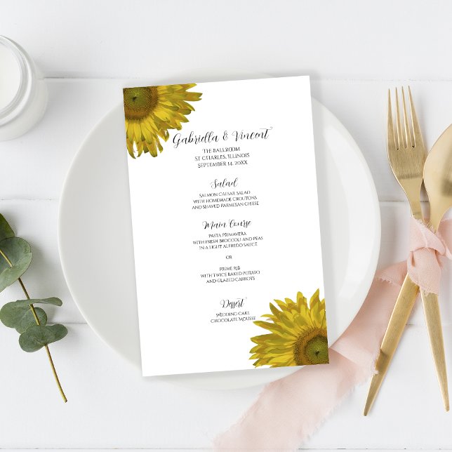 Menu de Casamento Amarelo de Girassol (Criador carregado)
