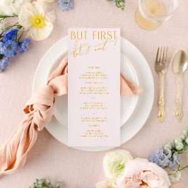 Menu de Casamento Amarelo e PInk moderno mínimo