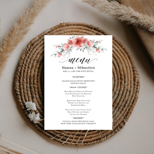 Menu de Casamento Aquarela Verde Terroso Elegante (Criador carregado)