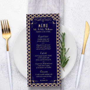 Menu de Casamento Art Deco Gatsby, de 1920