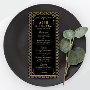 Menu de Casamento Art Deco Gatsby, de 1920