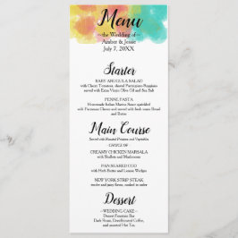 Menu de Casamento Artsy Gouache Watercolor