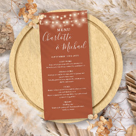 Menu de Casamento Assinatura com Luzes de Corda de