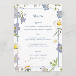 Menu de Casamento Azul das Flores de Verão
