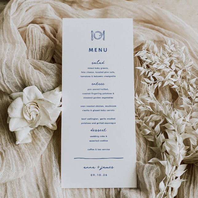 Menu de Casamento Azul de Porte Whimical (Criador carregado)