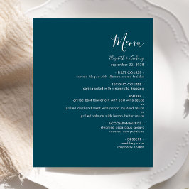Menu de Casamento Azul do Teal do Script Moderno d