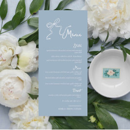 Menu de Casamento Azul Dusty com Arco desenhado à