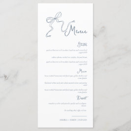 Menu de Casamento Azul Dusty com Arco desenhado à 