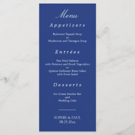 Menu de Casamento Azul Escuro Elegante