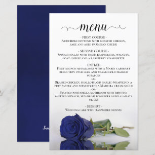 Menu de Casamento Azul Marinho Elegante e Econômic
