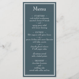 Menu de Casamento Azul Minimalista da Fronteira Mo