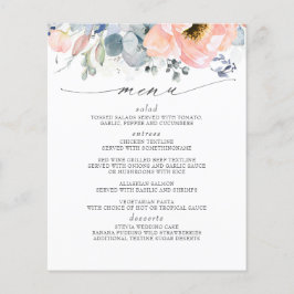 Menu de Casamento Azul Peach Floral Dusty