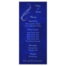 Menu de Casamento Azul Silver Swirl Bright