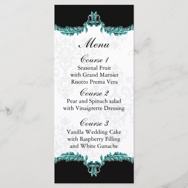 menu de casamento Black Aqua (Frente)