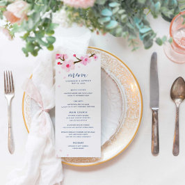 Menu de Casamento Blossoms de Cereja Rosa Brilhant