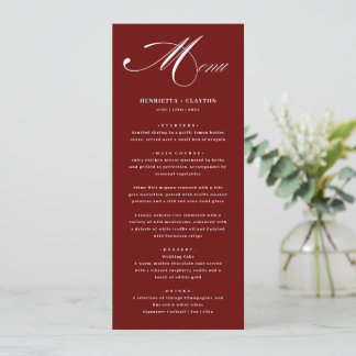 Menu de Casamento Borgonha Elegância Atemporal