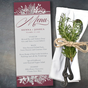 Menu de Casamento Botânico da Cinza Foliage Duet