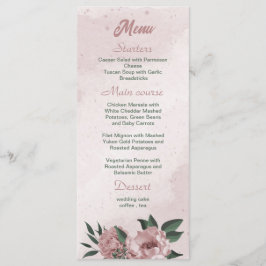 menu de casamento botânico das flores rosa bonito