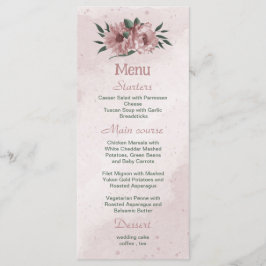 menu de casamento botânico das flores rosa bonito