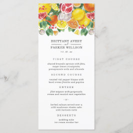 Menu de Casamento Botânico de Citros