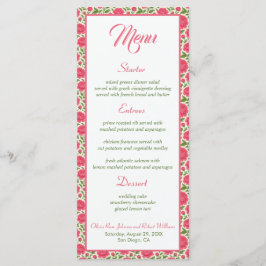 Menu de Casamento Botânico de Pequim Rosa Romântic