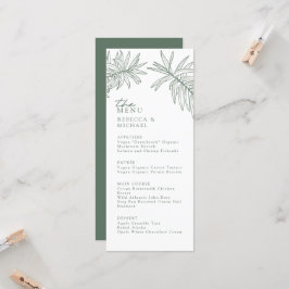 Menu de Casamento Botânico Elegante Verde Floresta