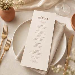 Menu de Casamento Botânico em Terracota e Marfim
