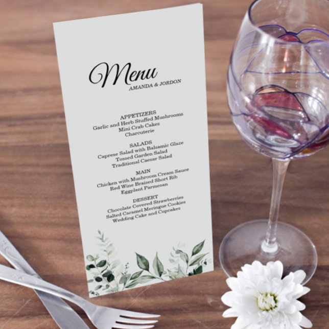 Menu de Casamento Botânico Neutro (Criador carregado)