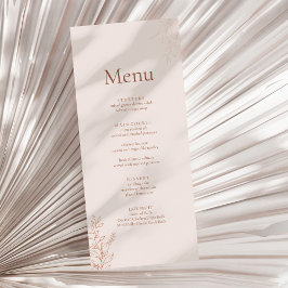 Menu de Casamento Botânico Terracota Minimalista