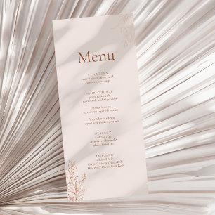 Menu de Casamento Botânico Terracota Minimalista