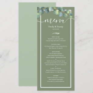 Menu de Casamento Botânico Verde Elegante Verde Sa