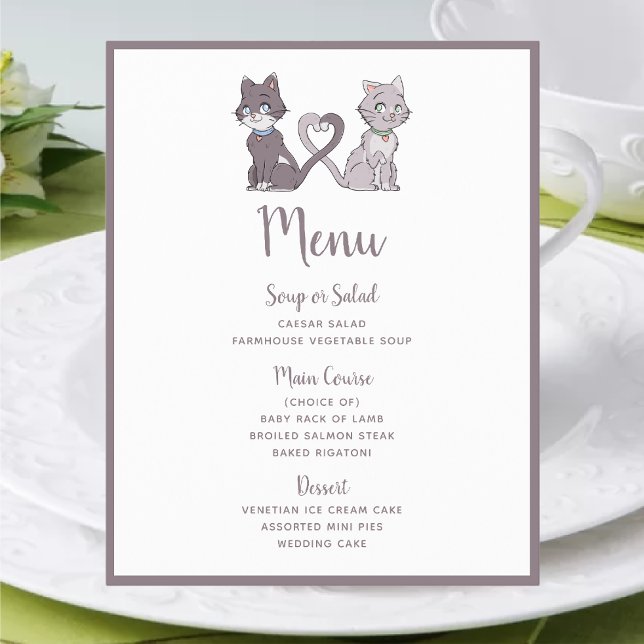 Menu de Casamento Branco da Cinza de Casal Gatinho (Criador carregado)