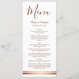 Menu de Casamento Branco de Cobre Dourado Elegante