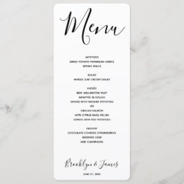Menu de Casamento Branco de Script Simples