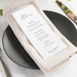 Menu de Casamento Branco e Negro Elegante Clássico