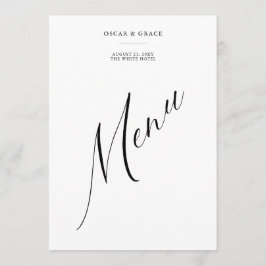 Menu de Casamento Branco e Negro Minimalista Moder