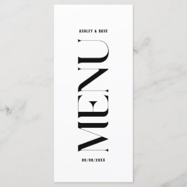 Menu de Casamento Branco e Preto Moderno