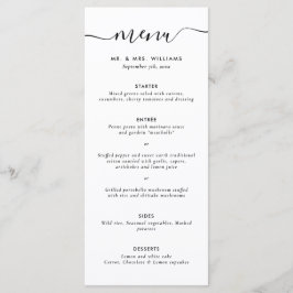 Menu de Casamento Branco e Preto Moderno