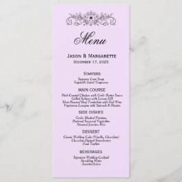 Menu de Casamento Branco e Preto Moderno Elegante