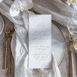 Menu de Casamento Branco Minimalista Delicado Eleg<br><div class="desc">Mistura eterno refinada de tipografia e design minimalista, esse cardápio expele sofisticação e charme. Defina o tom perfeito para a sua celebração com um estilo que seja moderno e resistentemente clássico. Personalize com seus detalhes para refletir uma atmosfera de casamento verdadeiramente luxuosa. Parte da coleção de casamento VIVIAN coordena-se perfeitamente...</div>