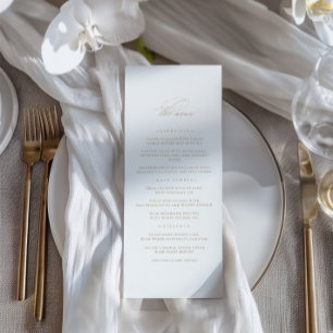 Menu de Casamento Branco Minimalista Delicado Eleg
