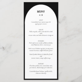 Menu de Casamento Branco Negro de Arch Minimalista