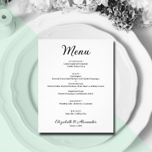 Menu de Casamento Branco Simples de Orçamento