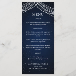 Menu de Casamento Celestial das Luzes de String