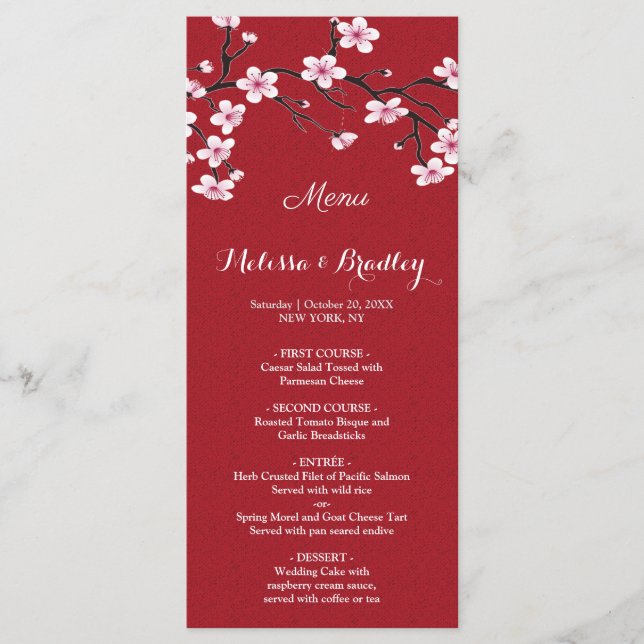 Menu de Casamento Cherry Blossom (Frente)