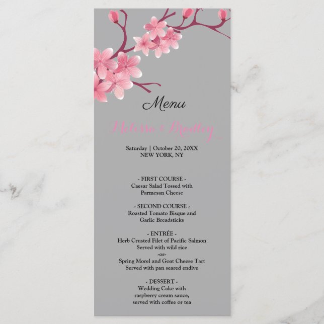 Menu de Casamento Cherry Blossom (Frente)