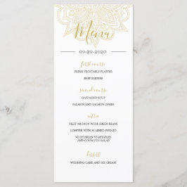Menu de Casamento Chic Dourado Vermelho Colorido c