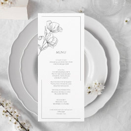 Menu de casamento chic elegante de flor picante