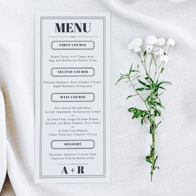 Menu de Casamento Chic Minimalista Elegante (Criador carregado)